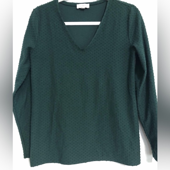 Loft green long sleeve V‎ neck textured shirt women’s size small - Picture 1 of 8